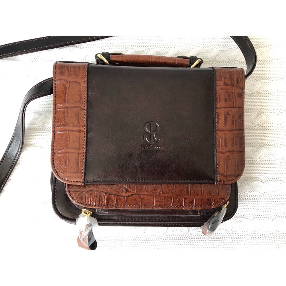 Leather Crossbody Bag Many Compartments NWOT